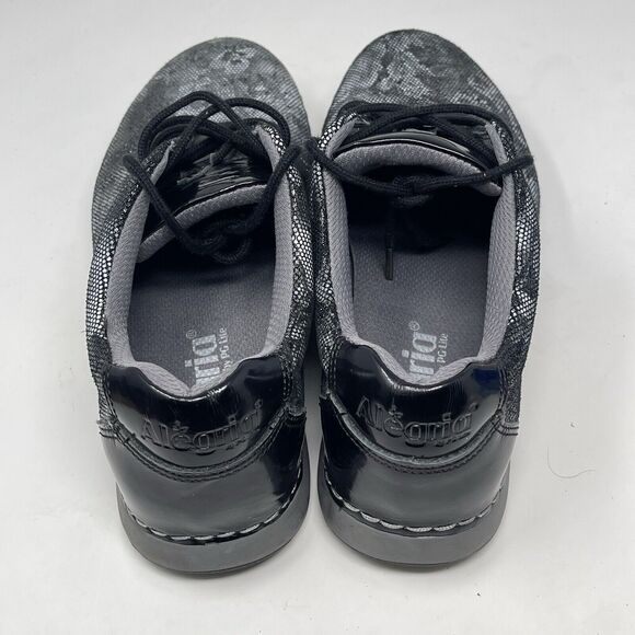 Alegria Elegant Essence Sneakers Womens 6 EU 36 Black  Alegria Elegant Essence Sneakers Womens 6 - 6.5 Black Silver Metallic Floral